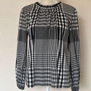 Tibi - Unique Plaid Long-Sleeved Top w/ Gathered Neckline